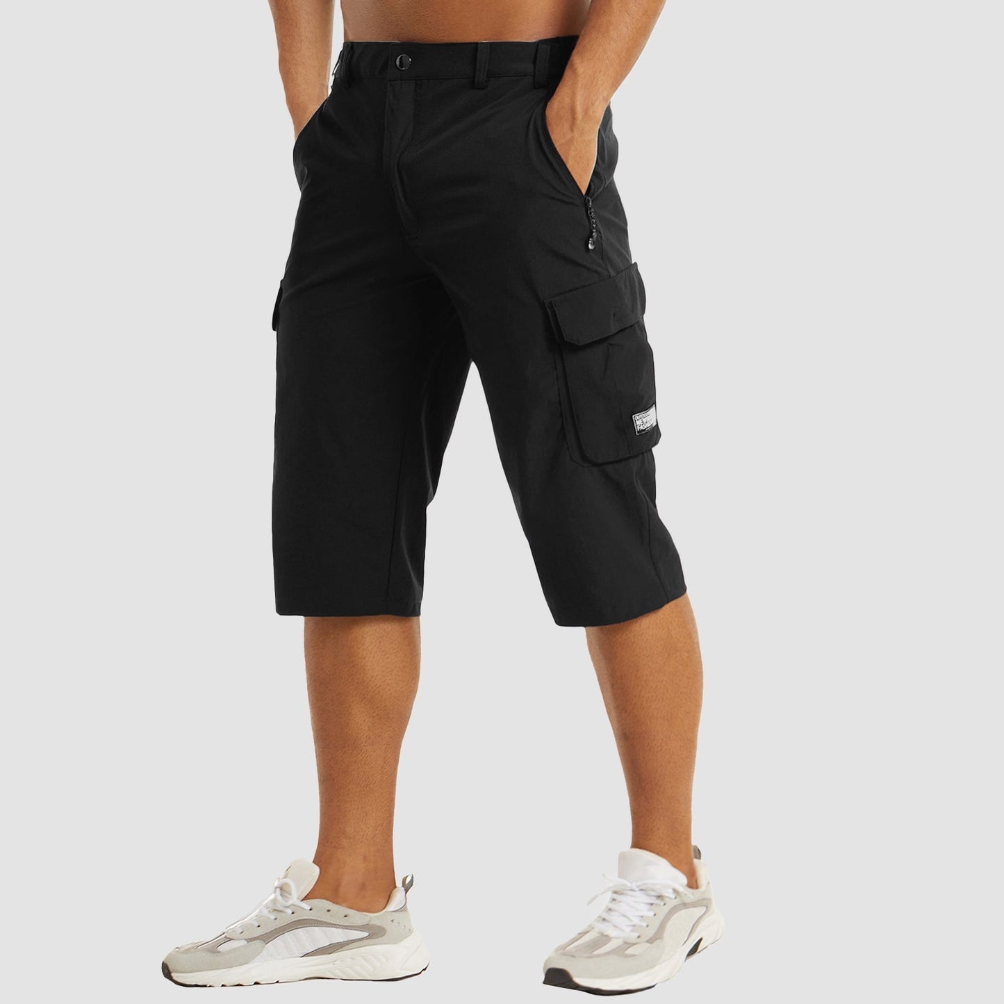Cargohosen – Schnell trocknend – Caprihosen – Cargoshorts – Herrenhosen-Schwarz-30-Chaps Herrenmode
