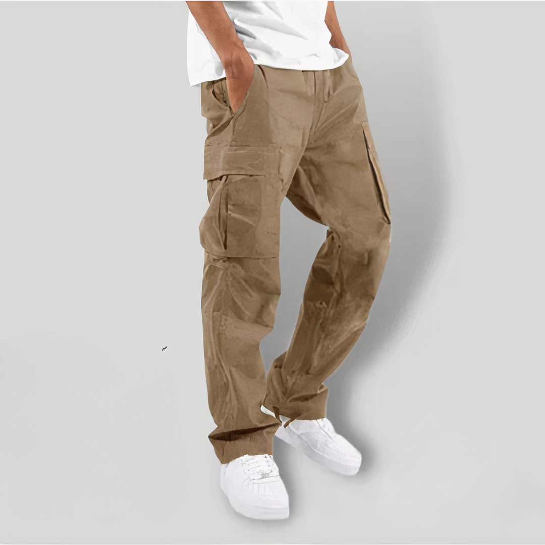 Cargohosen - Taschen - lockere Passform - gerades Bein - Herren-Cargohosen-Braun-XS-Chaps Herrenmode
