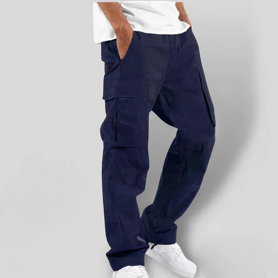 Cargohosen - Taschen - lockere Passform - gerades Bein - Herren-Cargohosen-Dunkelblau-XS-Chaps Herrenmode