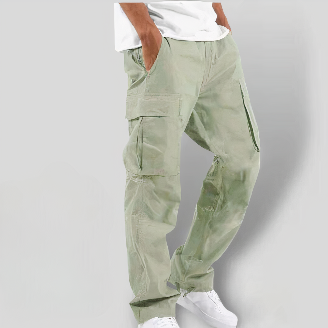 Cargohosen - Taschen - lockere Passform - gerades Bein - Herren-Cargohosen-Hellgrün-XS-Chaps Herrenmode