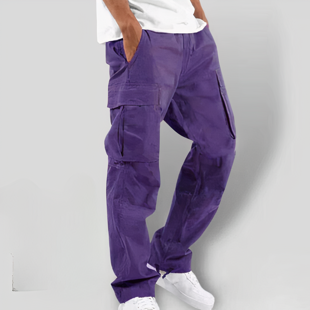 Cargohosen - Taschen - lockere Passform - gerades Bein - Herren-Cargohosen-Lila-XS-Chaps Herrenmode