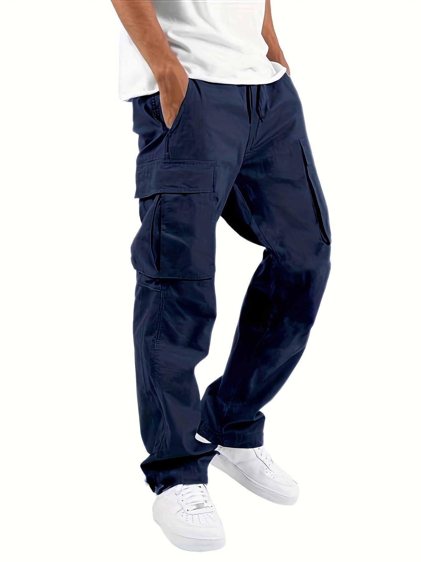 Cargohosen – gerade Beinpartie – lockere Passform – Cargohosen für Herren – Herrenhosen-Marineblau-S-Chaps Herrenmode
