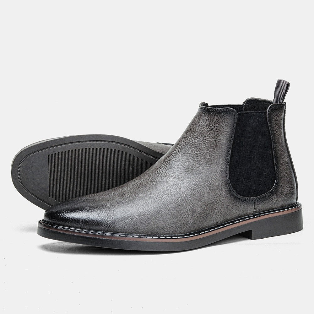 Chelsea-Stiefel | Knöchelhoch | Slipper | Lederstiefel | Herrenstiefel-Grau-40-Chaps Herrenmode
