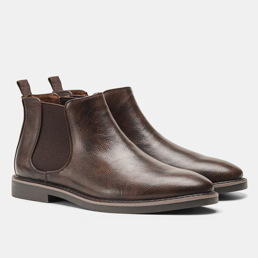 Chelsea-Stiefel | Slipper | Knöchelhoch | Lederstiefel | Herrenstiefel-Dunkelbraun-40-Chaps Herrenmode