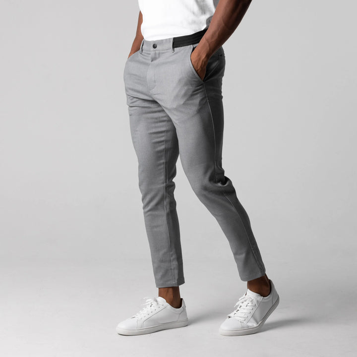 Chino-Hose | Elastische Taille | Stretch | Slim-Fit-Chinos | Herrenhose-Grau-XS-Chaps Herrenmode