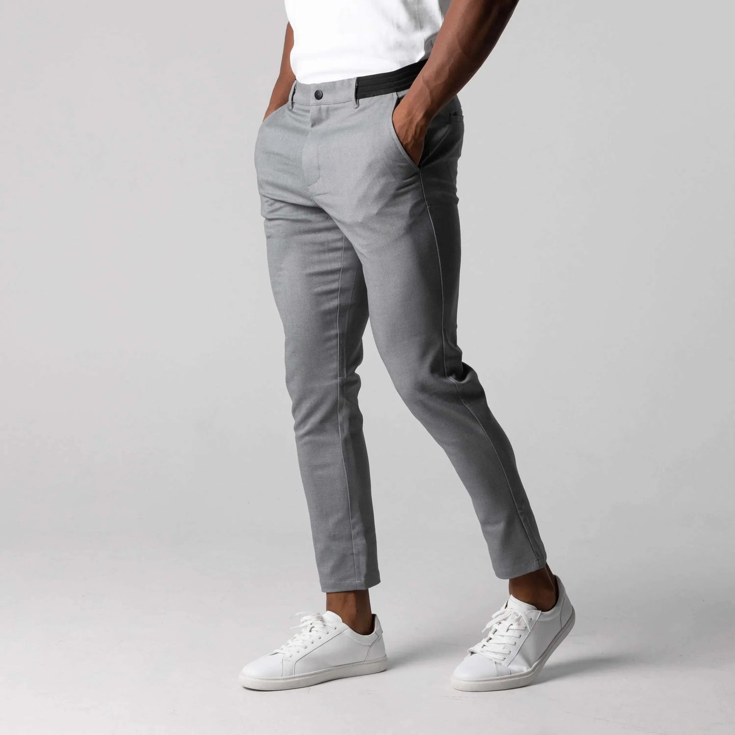 Chino-Hosen – Aktive Stretch-Skinny-Chinos für Herren-Grau-XS-Chaps Herrenmode
