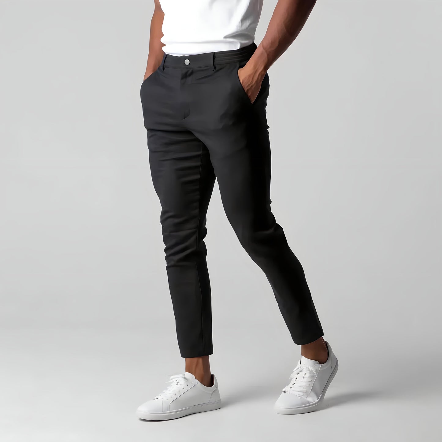 Chino Hosen | Elastische Taille | Stretchy | Skinny Chinos | Herren Chinos-Schwarz-XS-Chaps Herrenmode