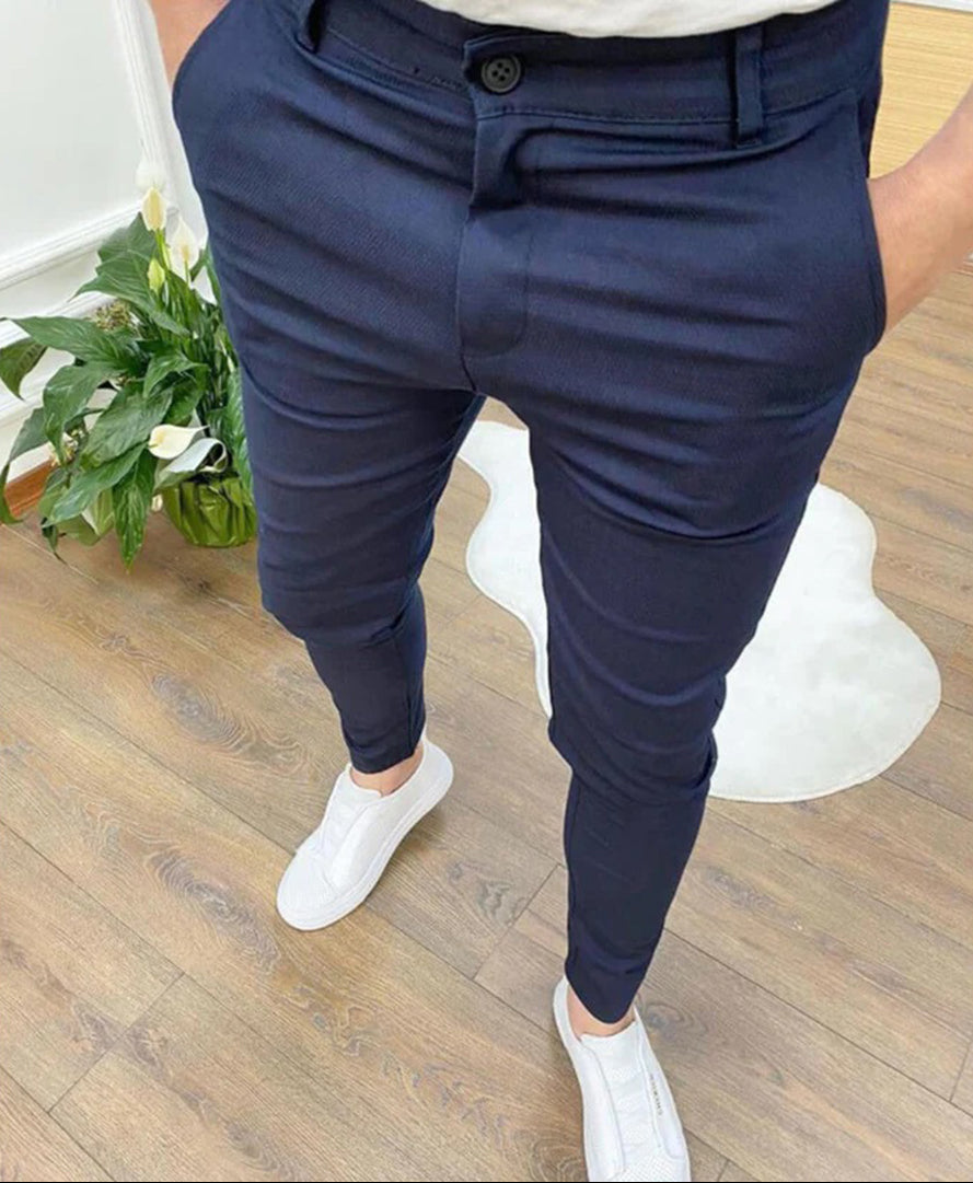 Chino-Hosen – Slim Fit – Stretch – Skinny Chinos – Herrenhosen-Blau-S-Chaps Herrenmode
