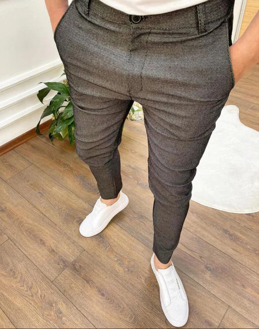 Chino-Hosen – Slim Fit – Stretch – Skinny Chinos – Herrenhosen-Dunkelgrau-S-Chaps Herrenmode
