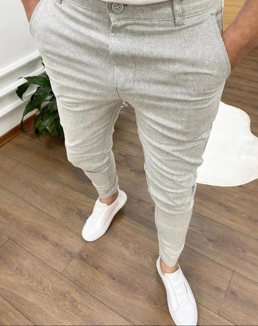 Chino-Hosen – Slim Fit – Stretch – Skinny Chinos – Herrenhosen-Hellgrau-S-Chaps Herrenmode