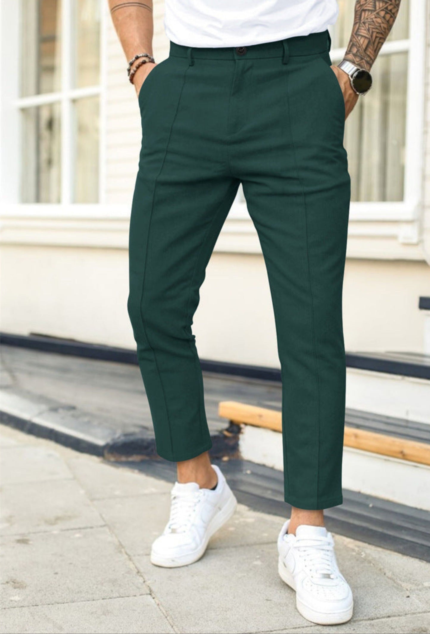 Chino-Hosen | Stretch | Schmale Passform | Skinny Chinos | Herrenhosen-Grün-S-Chaps Herrenmode