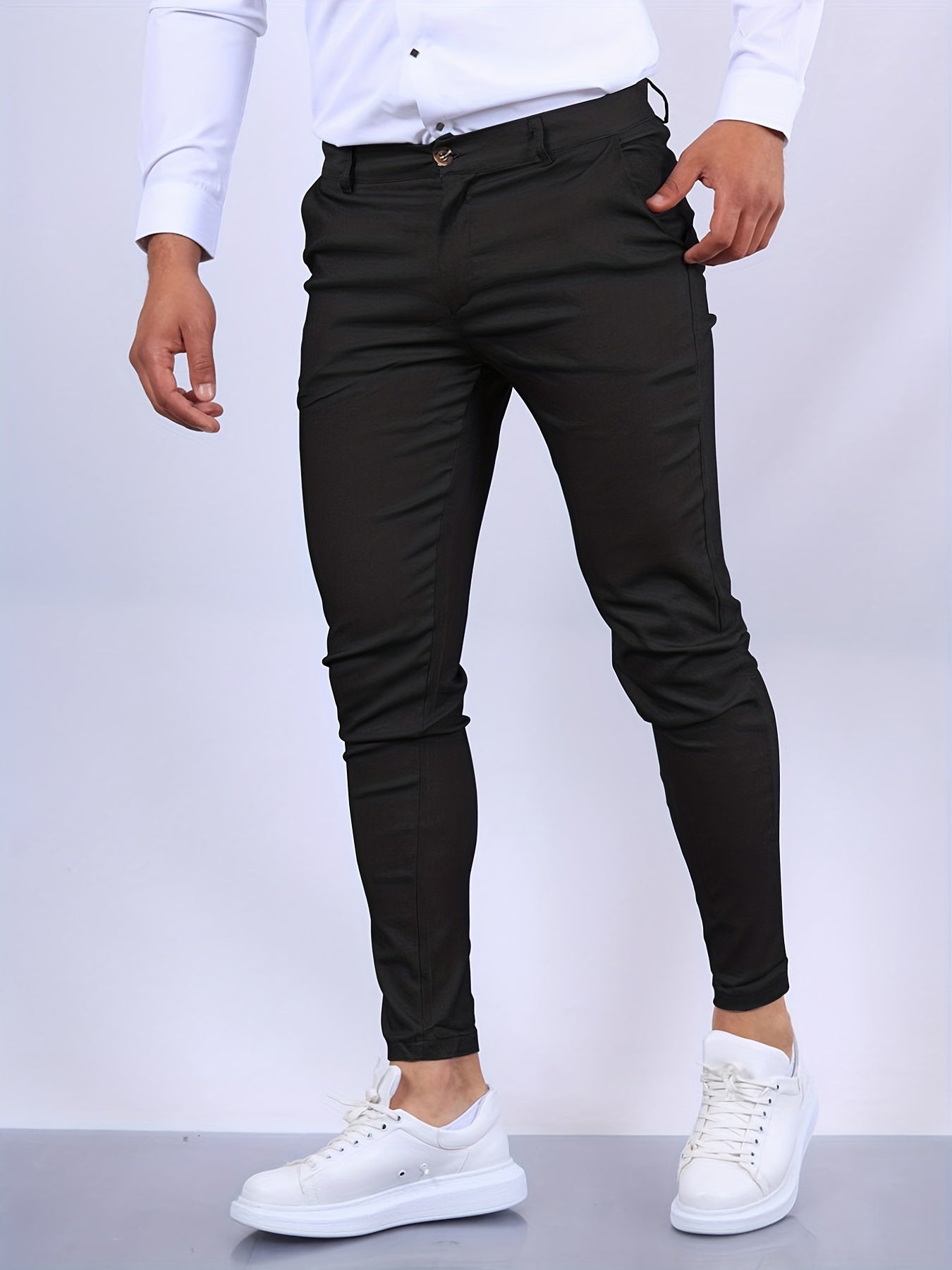 Chinos | Schmal geschnitten | Stretch | Chino-Hosen | Schmale Chinos für Männer-Blume Schwarz-XS-Chaps Herrenmode