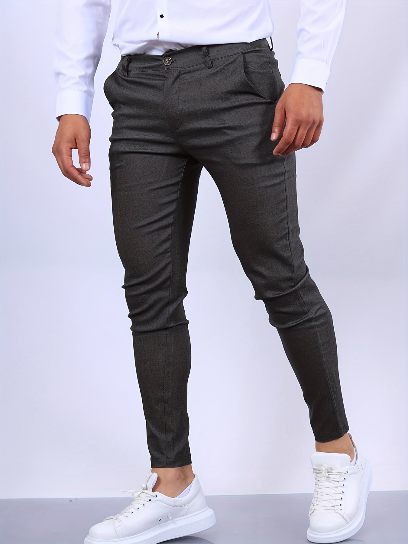 Chinos | Schmal geschnitten | Stretch | Chino-Hosen | Schmale Chinos für Männer-Dunkelgrau-XS-Chaps Herrenmode
