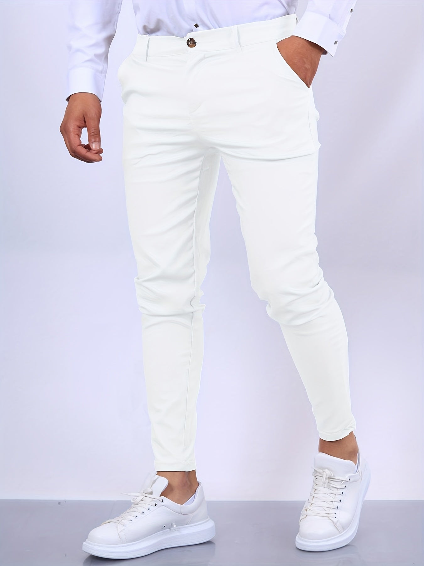Chinos | Schmal geschnitten | Stretch | Chino-Hosen | Schmale Chinos für Männer-Weiß-XS-Chaps Herrenmode