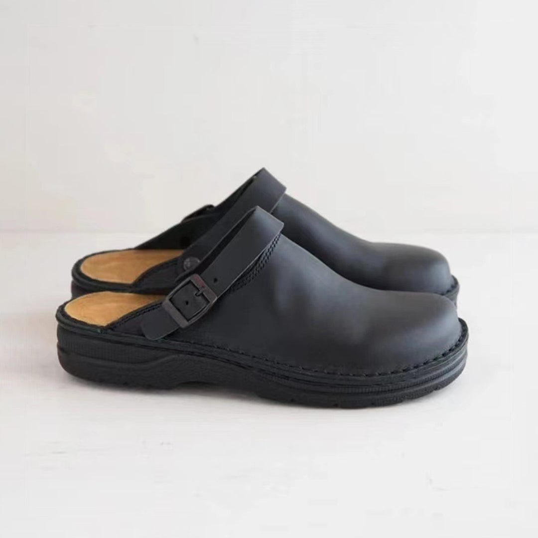 Clogs | Retro | Slip-On | Lederclogs | Herrenschuhe-Schwarz-38-Chaps Herrenmode