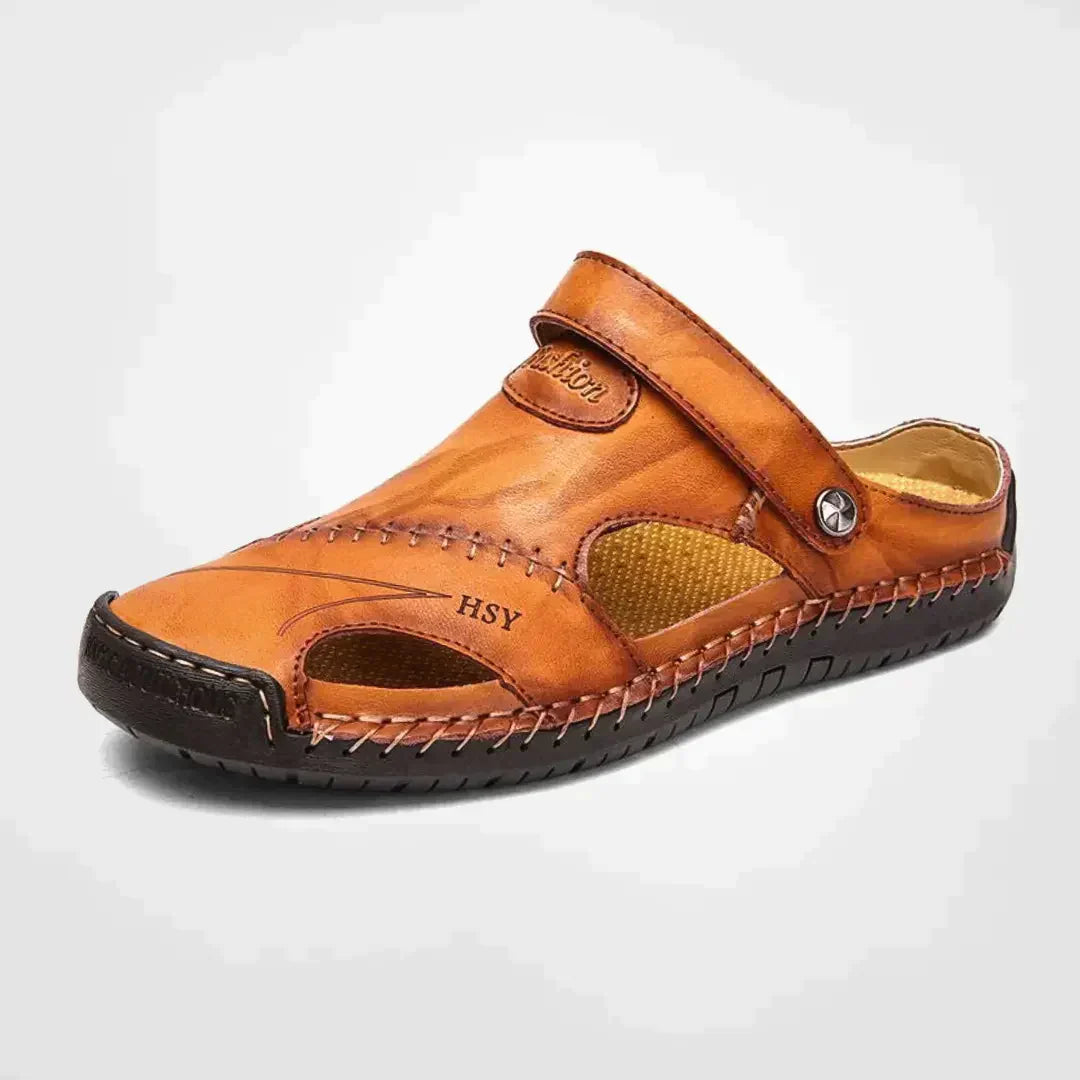 Clogs – Slip-Ons – Orthopädische Schuhe – Ledersandalen – Herrenschuhe-Hellbraun-38-Chaps Herrenmode