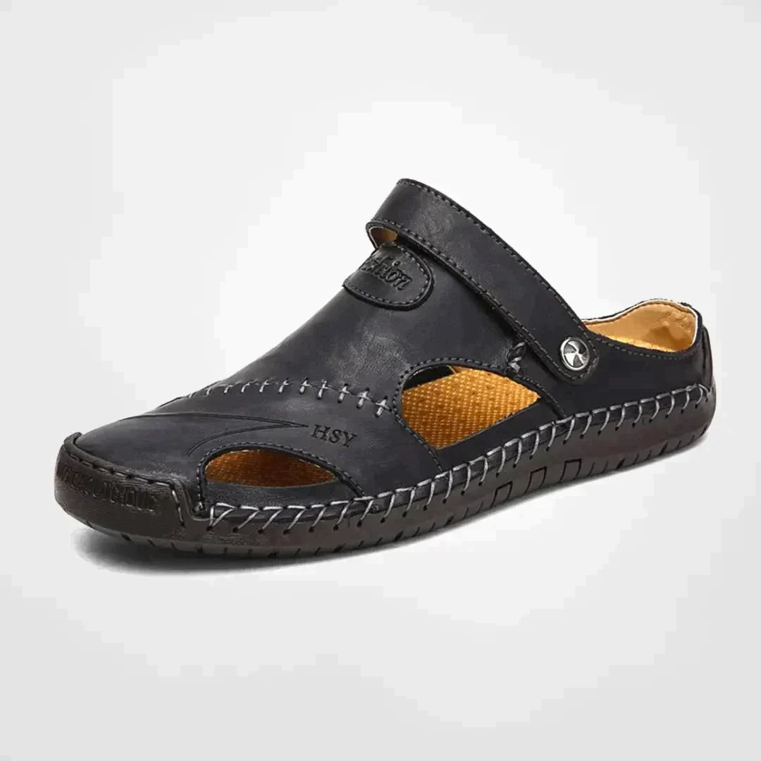 Clogs – Slip-Ons – Orthopädische Schuhe – Ledersandalen – Herrenschuhe-Schwarz-38-Chaps Herrenmode