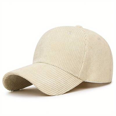 Cord-Kappe | Gebogene Krempe | Verstellbar | Gebogene Kappen | Kappen für Herren-Beige-Chaps Herrenmode
