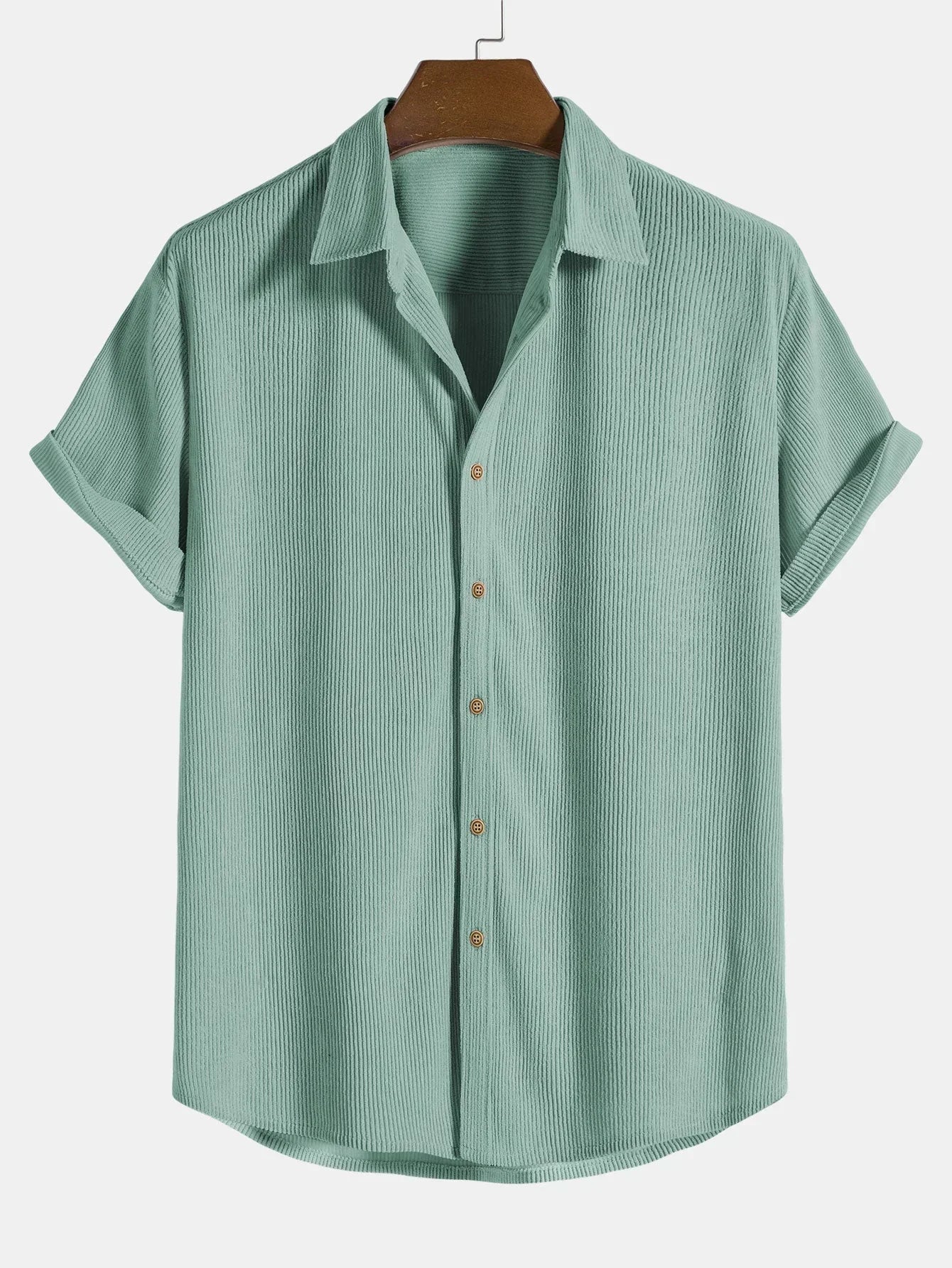Cordhemd - Button-Up - Kurzarm - Sommerhemd - Herrenhemd-Türlkis-XS-Chaps Herrenmode