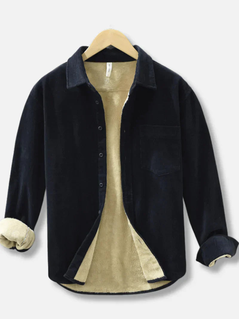 Cordhemd | Warm | Mit Fleece gefüttert | Overshirt | Herrenbekleidung-Dunkelblau-M-Chaps Herrenmode