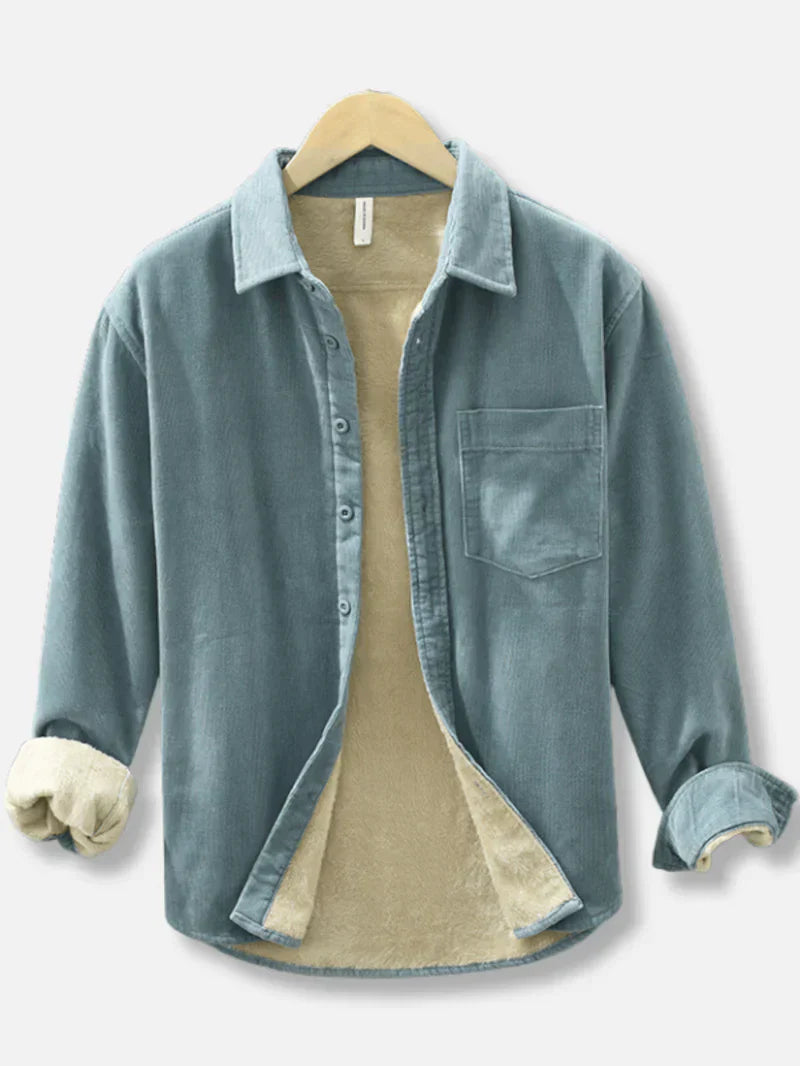 Cordhemd | Warm | Mit Fleece gefüttert | Overshirt | Herrenbekleidung-Hellblau-M-Chaps Herrenmode