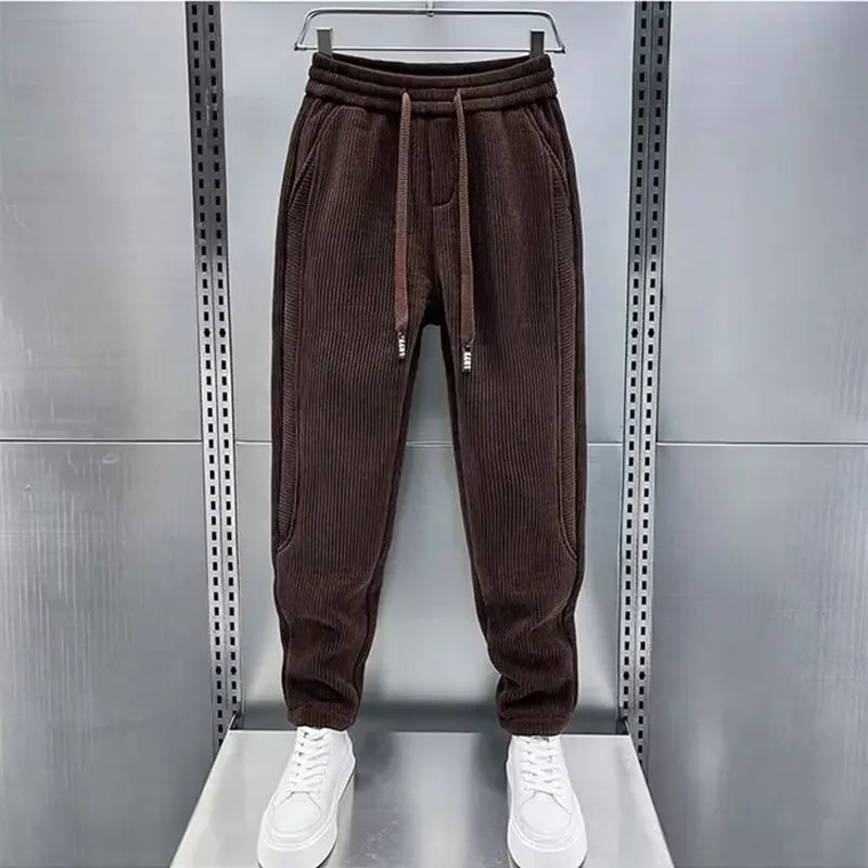 Cordhose – Herrenhose mit elastischem Bund, lockerer Passform und weiten Beinen-Braun-S-Chaps Herrenmode