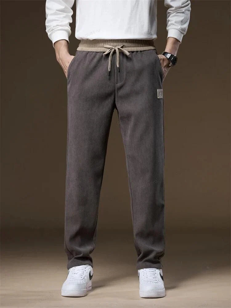 Cordhose - Kordelzug - Gerades Bein - Jogginghose - Herren Jogger-Grau-S-Chaps Herrenmode