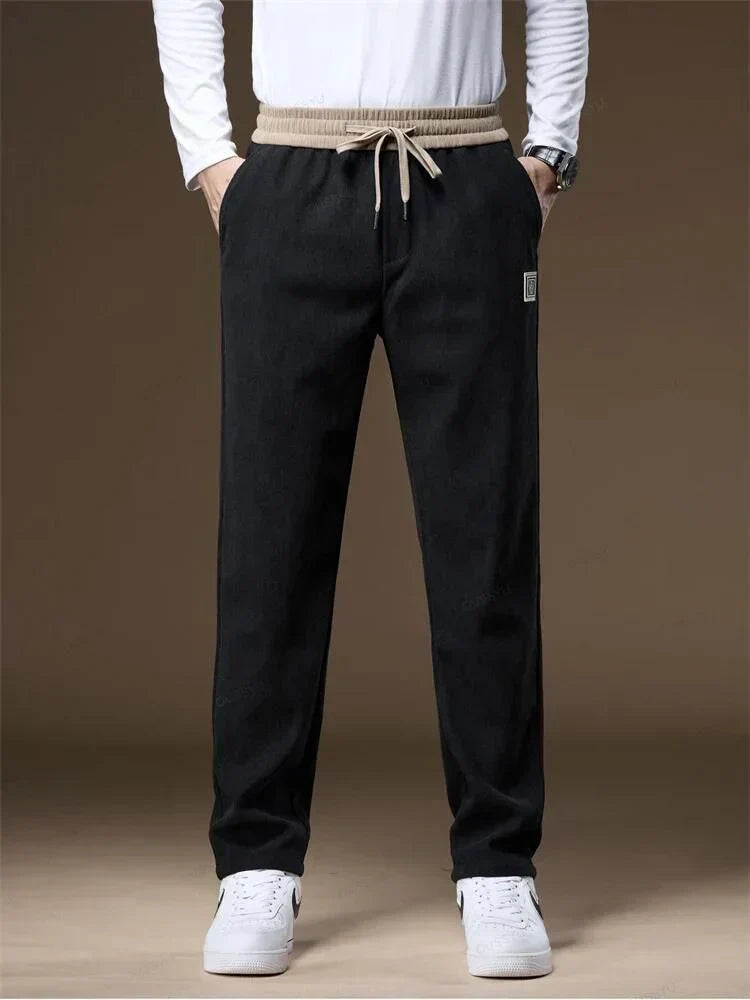 Cordhose - Kordelzug - Gerades Bein - Jogginghose - Herren Jogger-Schwarz-S-Chaps Herrenmode