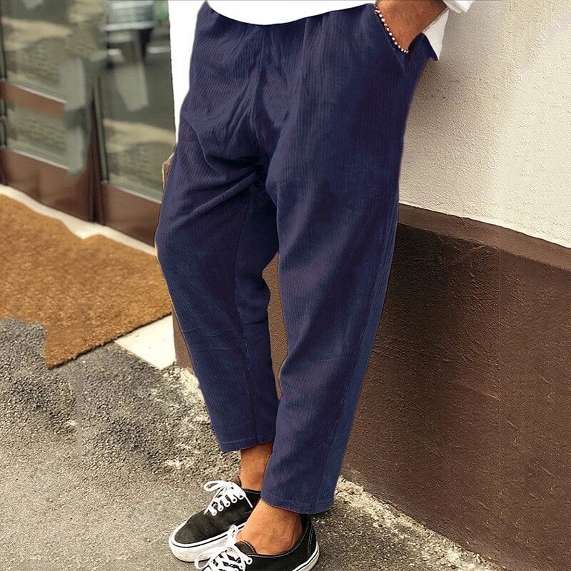 Cordhose | Lässig | Locker sitzend | Baggy-Hose | Herrenhose-Blau-S-Chaps Herrenmode