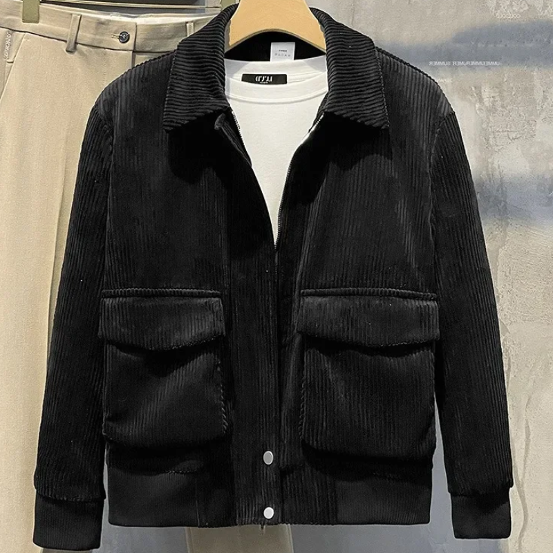 Cordjacke – Taschen – Kurz – Cordjacken – Herrenjacke-Schwarz-S-Chaps Herrenmode