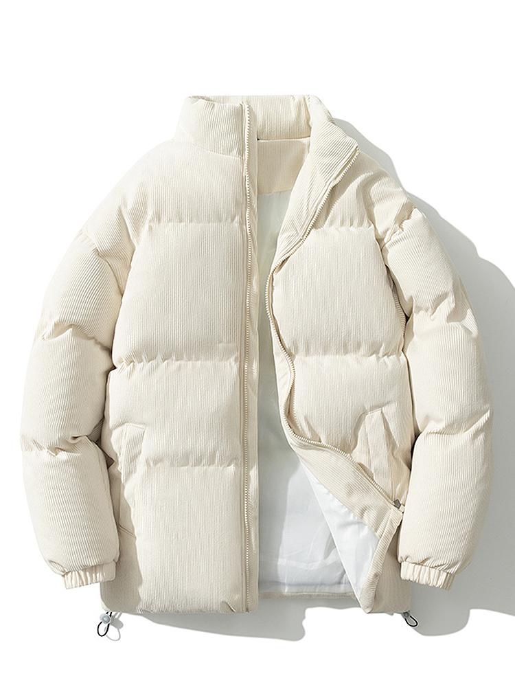 Cordjacke – Warm – Wattiert – Pufferjacke – Winterjacke für Herren-Beige-M-Chaps Herrenmode