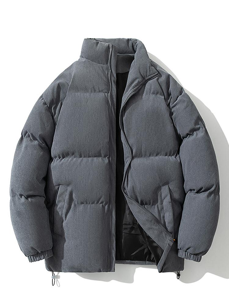 Cordjacke – Warm – Wattiert – Pufferjacke – Winterjacke für Herren-Grau-M-Chaps Herrenmode