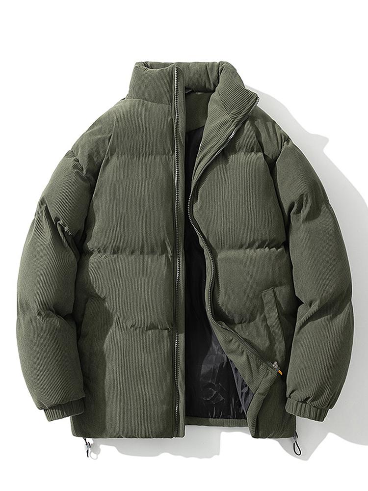 Cordjacke – Warm – Wattiert – Pufferjacke – Winterjacke für Herren-Grün-M-Chaps Herrenmode