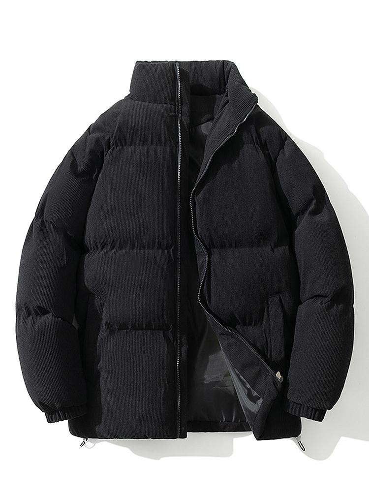 Cordjacke – Warm – Wattiert – Pufferjacke – Winterjacke für Herren-Schwarz-M-Chaps Herrenmode