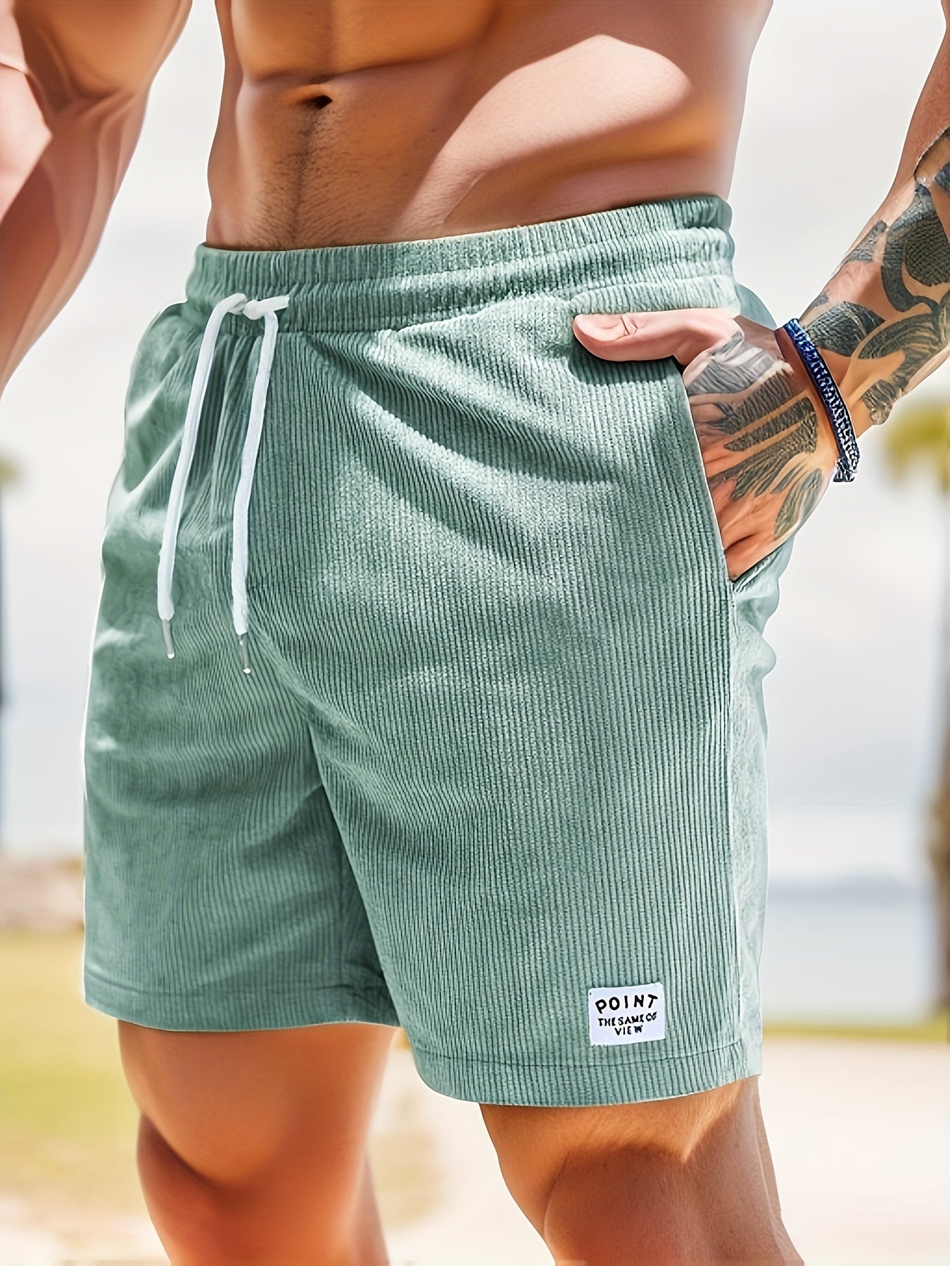 Cordshorts – Kordelzug – elastischer Bund – Sommer-Shorts – Herrenshorts-Dunkelcyan-S-Chaps Herrenmode
