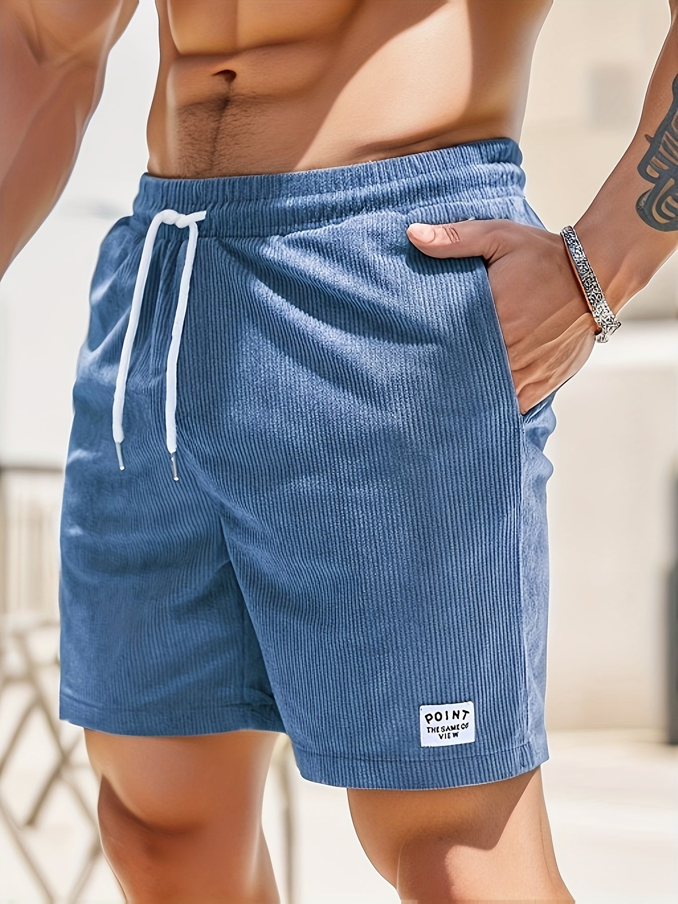 Cordshorts – Kordelzug – elastischer Bund – Sommer-Shorts – Herrenshorts-Pfauenblau-S-Chaps Herrenmode