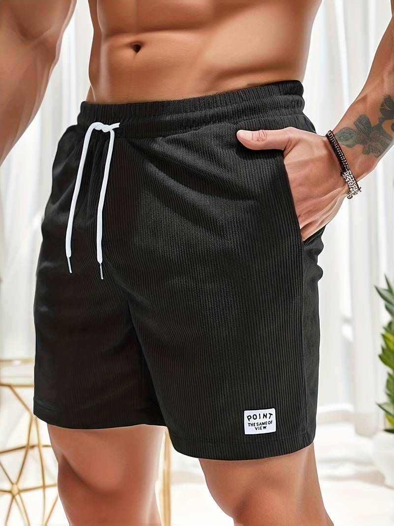 Cordshorts – Kordelzug – elastischer Bund – Sommer-Shorts – Herrenshorts-Schwarz-S-Chaps Herrenmode