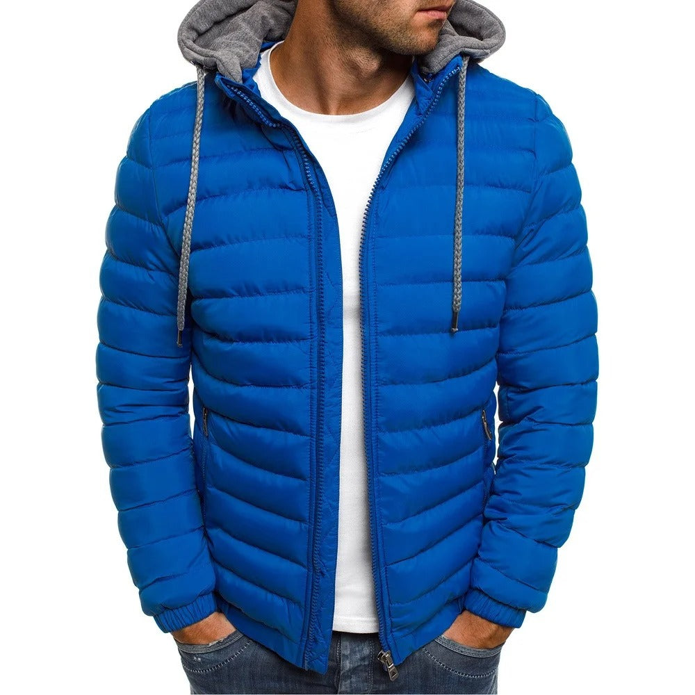 Daunenjacke | Kapuzenjacke | Leichtgewicht | Pufferjacke | Winterjacke für Herren-Blau-S-Chaps Herrenmode