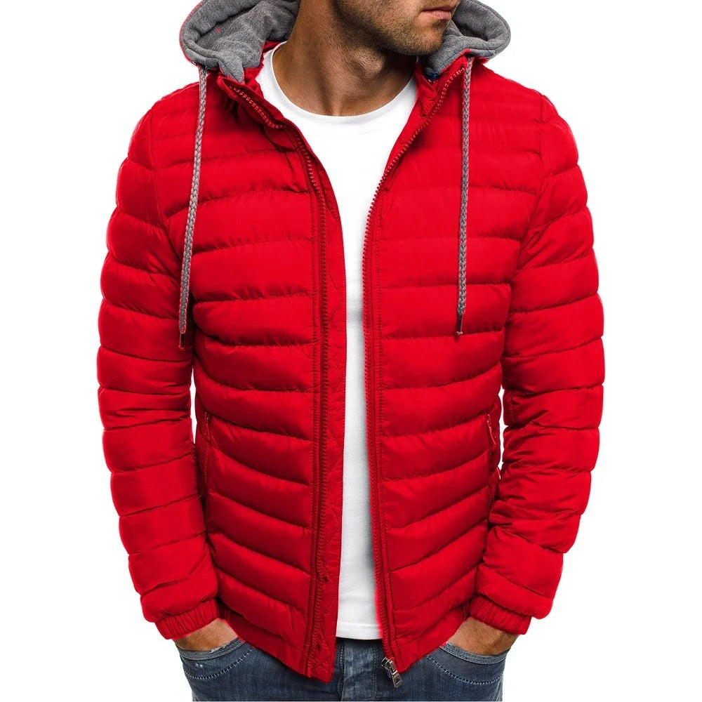 Daunenjacke | Kapuzenjacke | Leichtgewicht | Pufferjacke | Winterjacke für Herren-Rot-S-Chaps Herrenmode