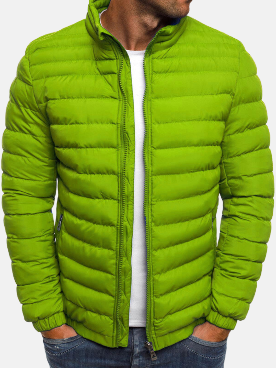 Daunenjacke – Leichte, gesteppte Pufferjacke mit Reißverschluss für Herren-Grün-S-Chaps Herrenmode