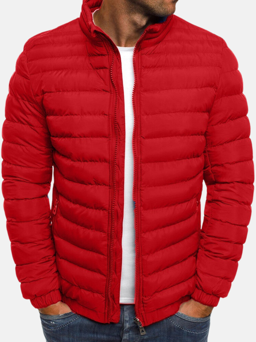 Daunenjacke – Leichte, gesteppte Pufferjacke mit Reißverschluss für Herren-Rot-S-Chaps Herrenmode