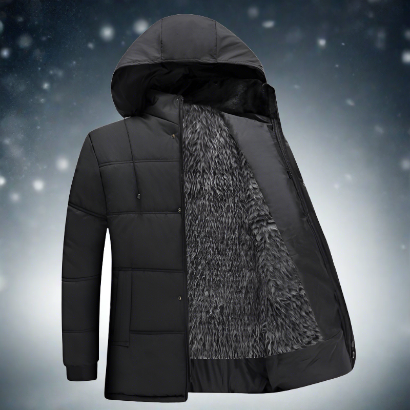 Daunenjacke – mit Fleece gefüttert – mit Kapuze – Wintermäntel und -jacken für Herren-Grau-L-Chaps Herrenmode