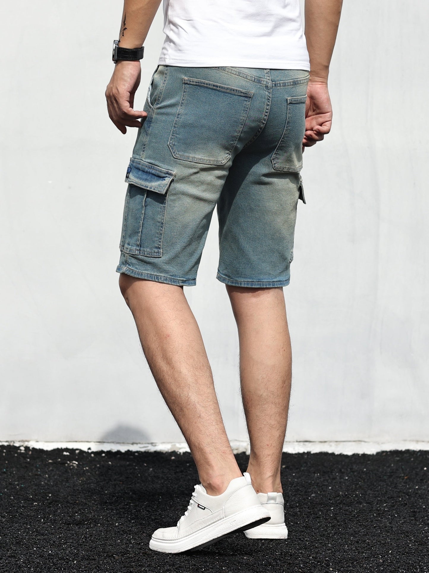 Denim Cargo Shorts | Casual | Stretch | Denim Shorts | Herren Shorts-Chaps Herrenmode