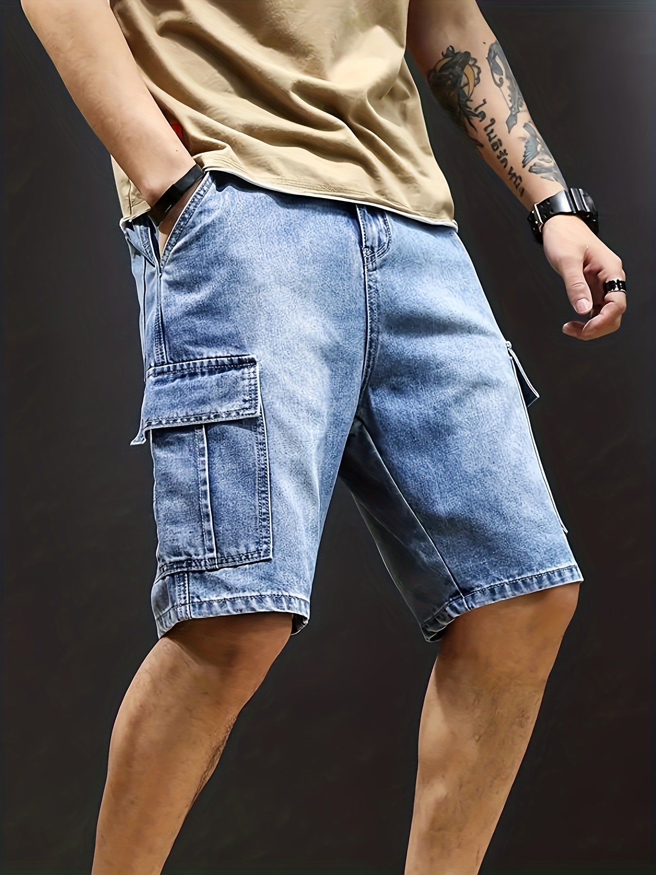 Denim Cargo Shorts | Casual | Stretch | Denim Shorts | Herren Shorts-Chaps Herrenmode