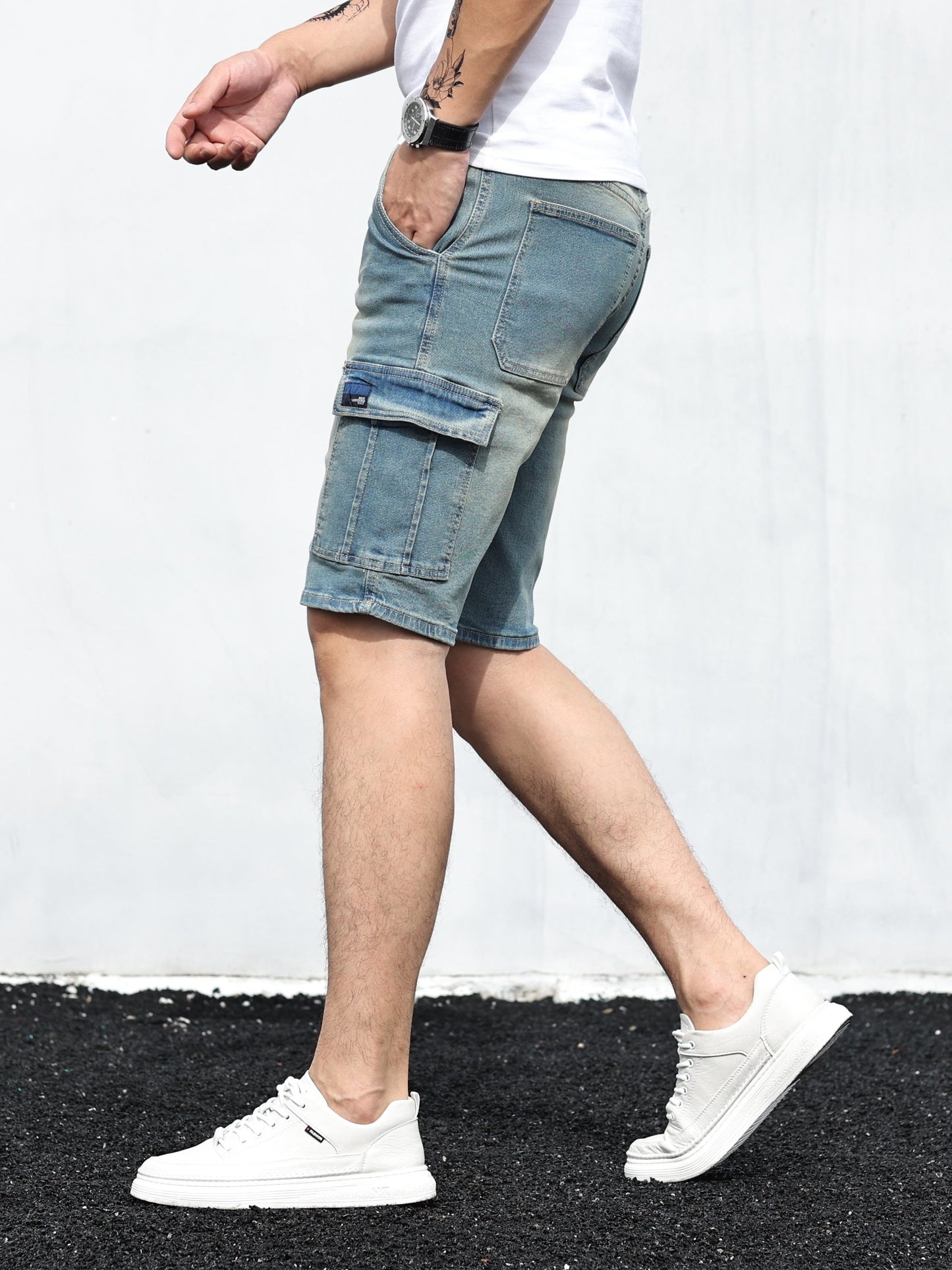 Denim Cargo Shorts | Casual | Stretch | Denim Shorts | Herren Shorts-Chaps Herrenmode