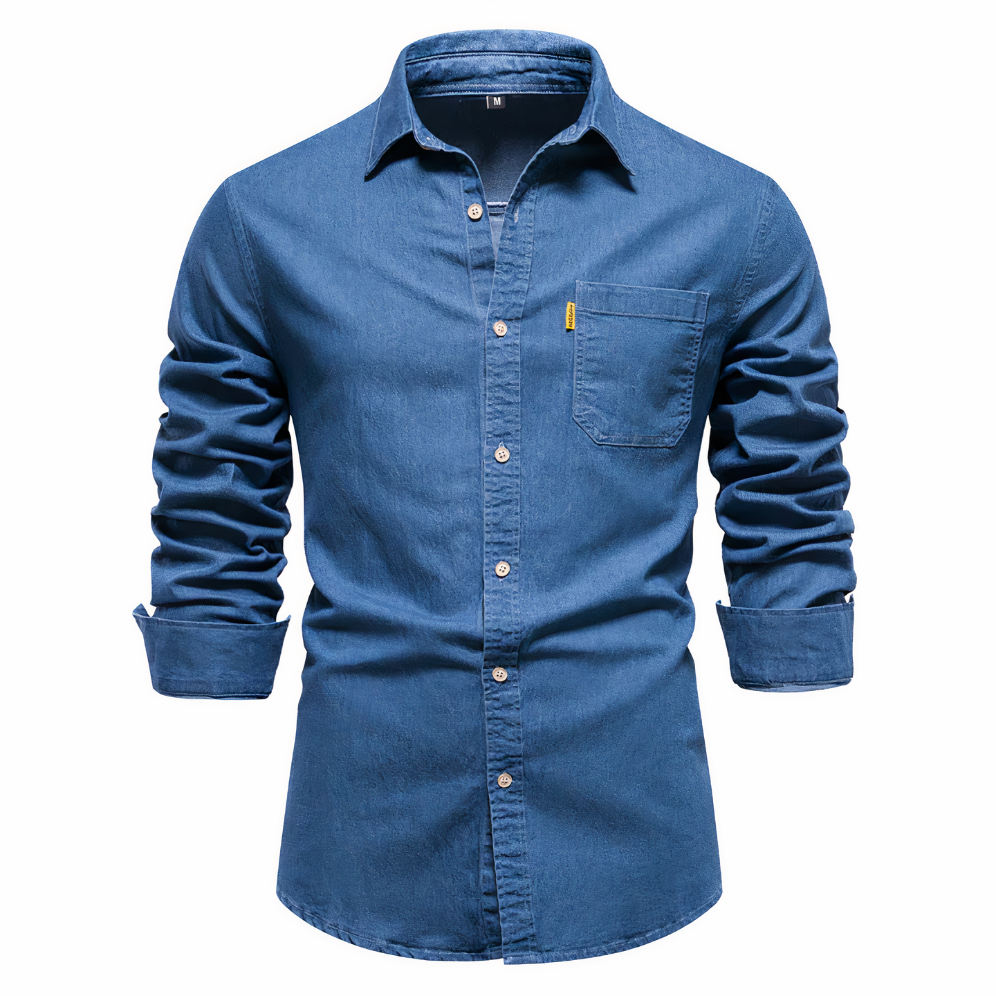 Denim Hemd - Langarm - Slim Fit - Button-Up Hemd - Herrenhemden-Blau-S-Chaps Herrenmode