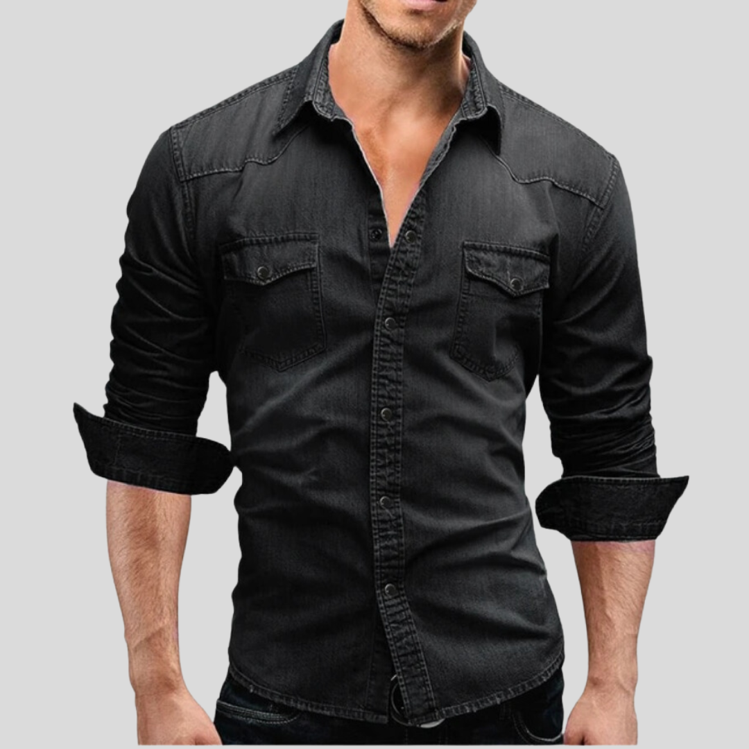Denim Hemd - Langarm - Slim Fit - Button-Up Hemd - Herrenhemden-Chaps Herrenmode