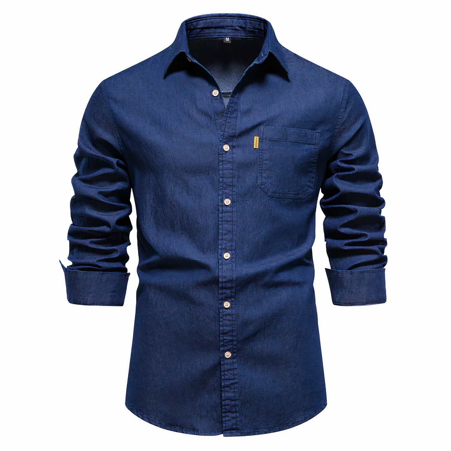 Denim Hemd - Langarm - Slim Fit - Button-Up Hemd - Herrenhemden-Dunkelblau-S-Chaps Herrenmode
