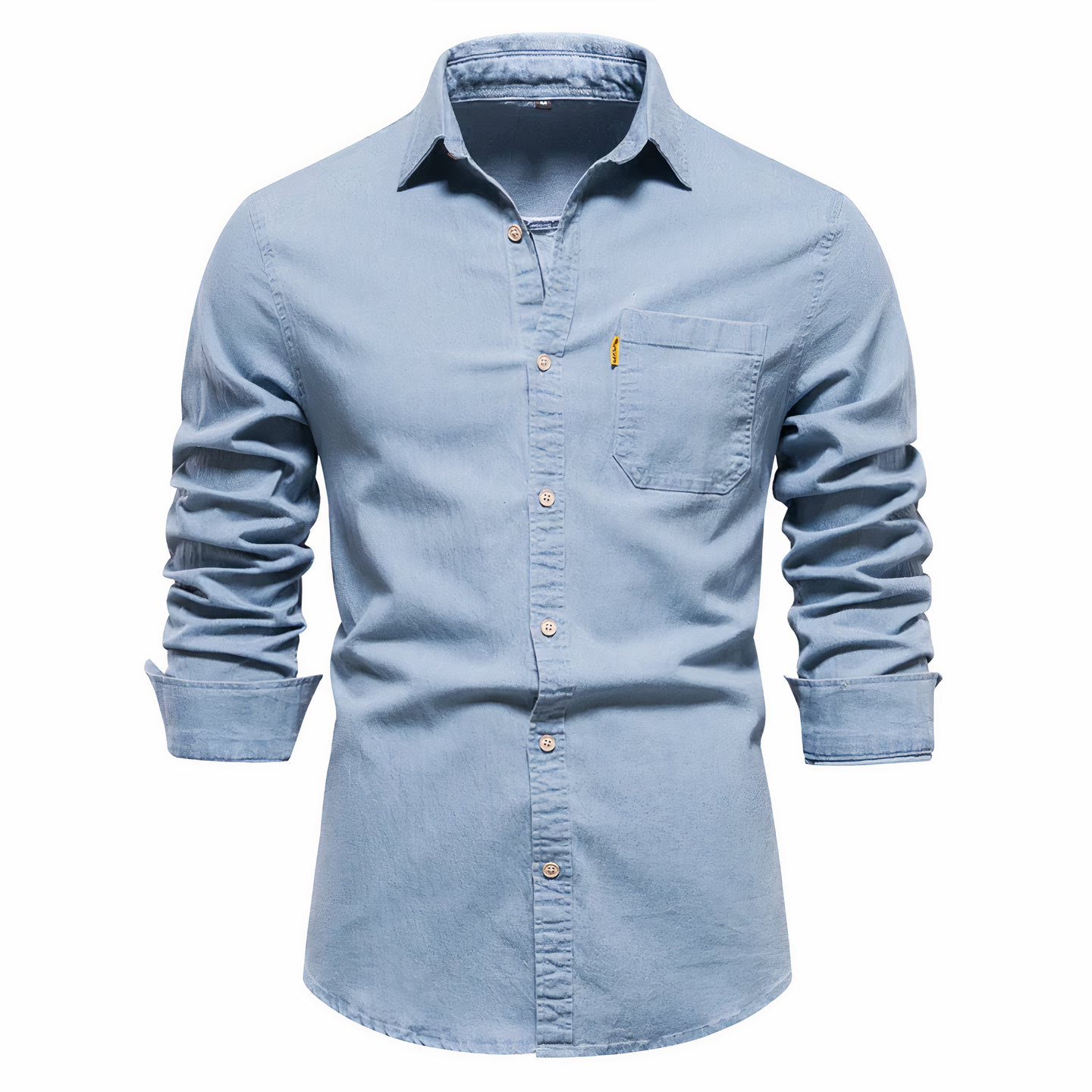 Denim Hemd - Langarm - Slim Fit - Button-Up Hemd - Herrenhemden-Hellblau-S-Chaps Herrenmode