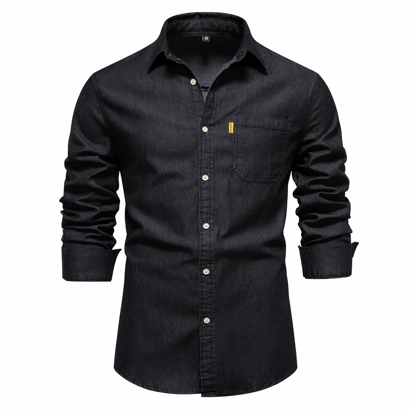 Denim Hemd - Langarm - Slim Fit - Button-Up Hemd - Herrenhemden-Schwarz-S-Chaps Herrenmode